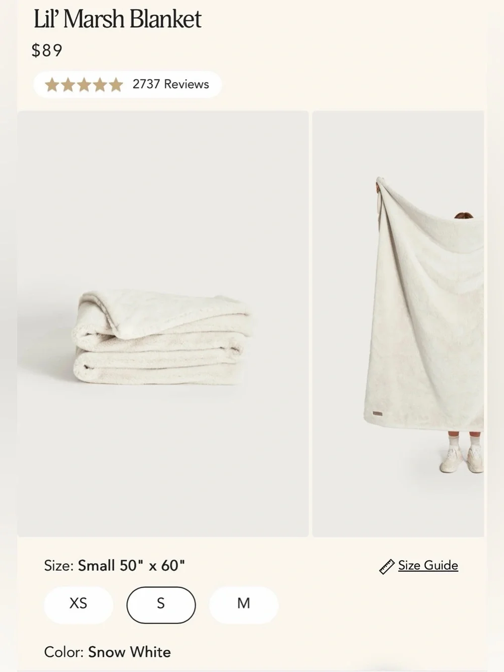 UnHide Lil' Marsh Blanket Snow White Small 50